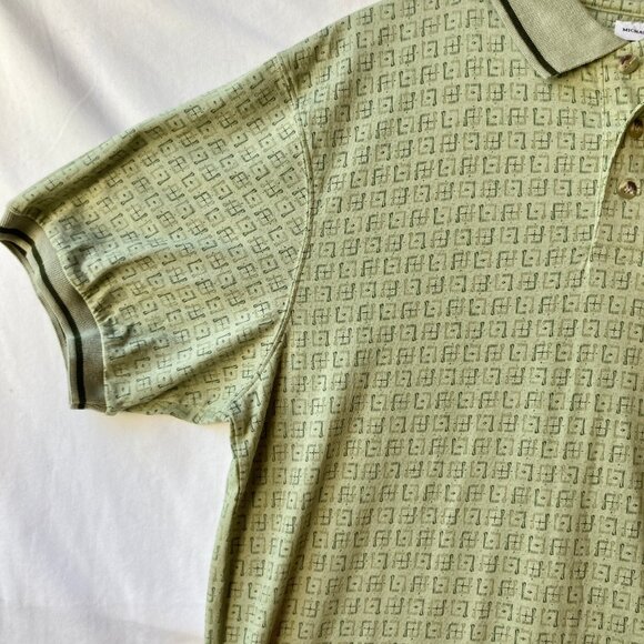 Michael Austin Golf Shirt Mens Size XL Vintage New All Over Print Green NWT - Picture 5 of 12